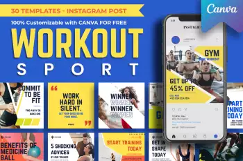 Templates Workout Sport Instagram Post Design Popo