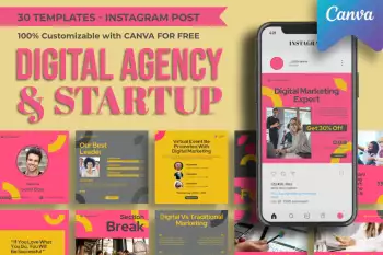 30 Templates Digitalk Digital Agency and Startup Instagram Post