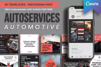 Templates AutoServices Automotive Instagram Post Design Popo