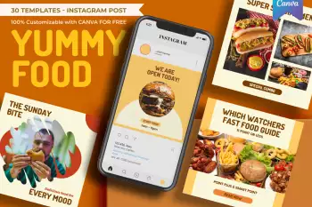 30 Templates Yummy Food Instagram Post Design Popo
