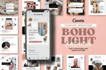 Templates Boho Light Fashion Instagram Post Design Popo
