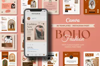 Templates Boho Fashion Instagram Post Design Popo
