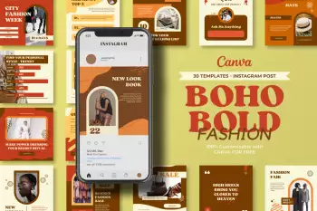 Templates Boho Bold Fashion Instagram Post Design Popo