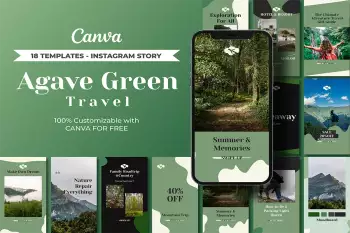 instagram story templates agave green travel